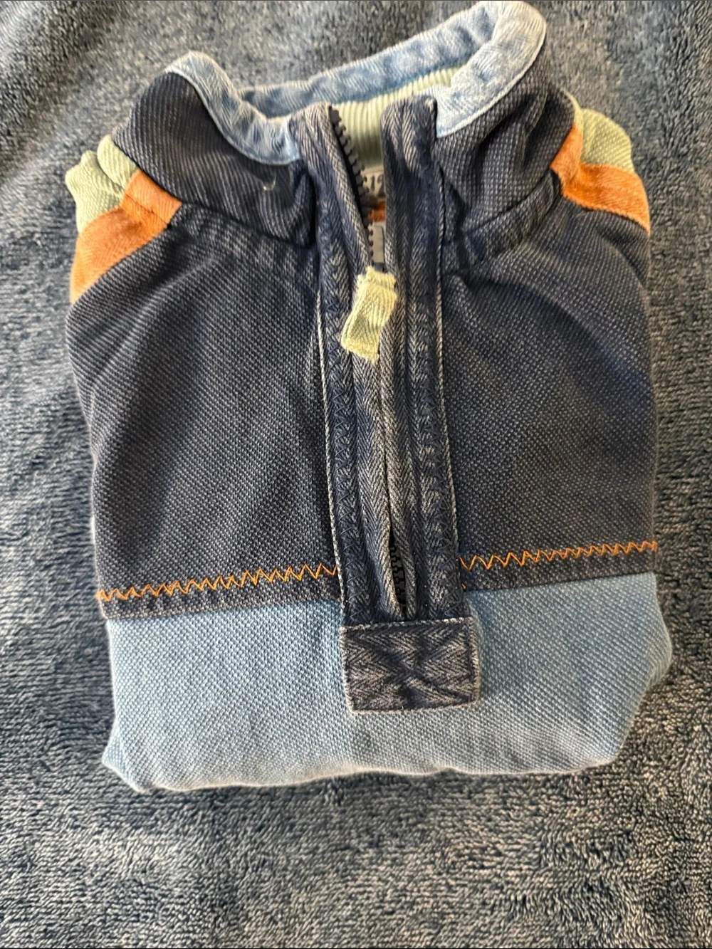 Fat Face Kids Colorblock Half-Zip Jacket in Blue, Orange & Green